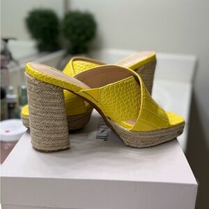JustFab Yellow Platform Shoes with Textured Upper